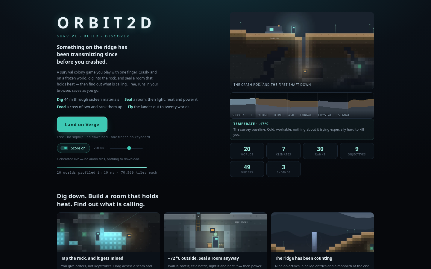 The reworked Orbit2D title screen